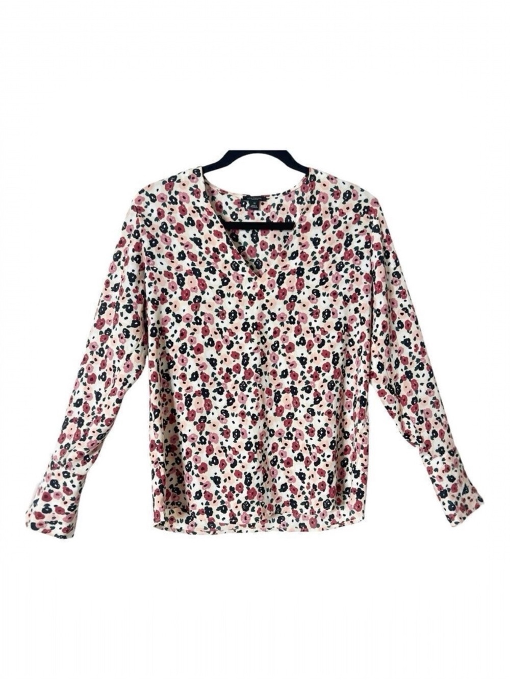 Ann Taylor Factory Long Sleeve V Neck Floral Blouse‎ Size Extra Small